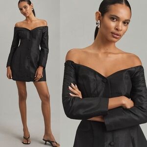 Hutch Long Sleeve Off The Shoulder Black Mini Dress